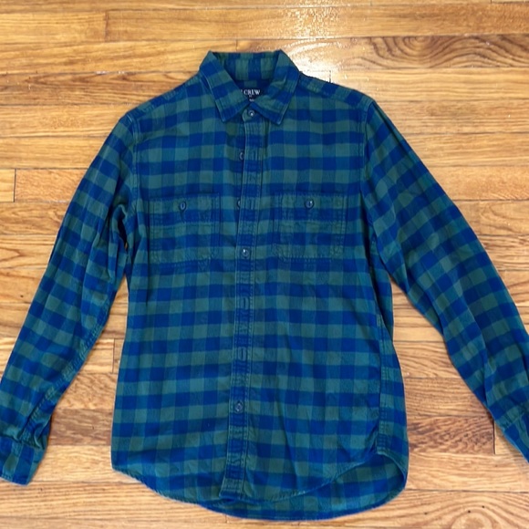 J. Crew Shirts Mens J Crew Flannel Long Sleeve Shirt Blue And Green